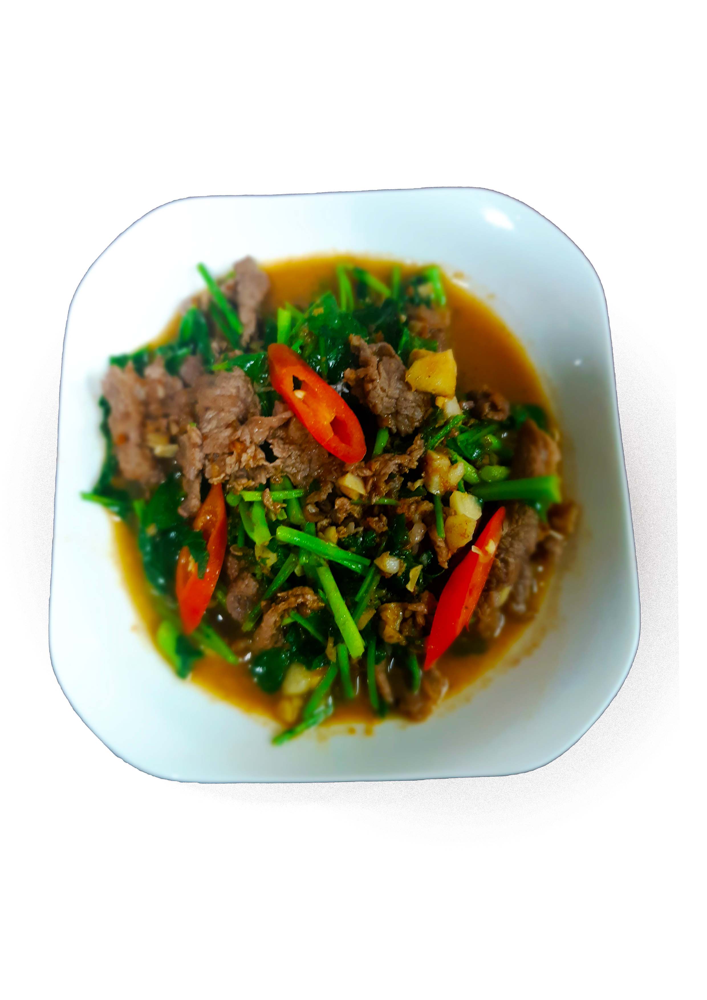 芥蘭菜炒牛肉 xào Thịt bò 