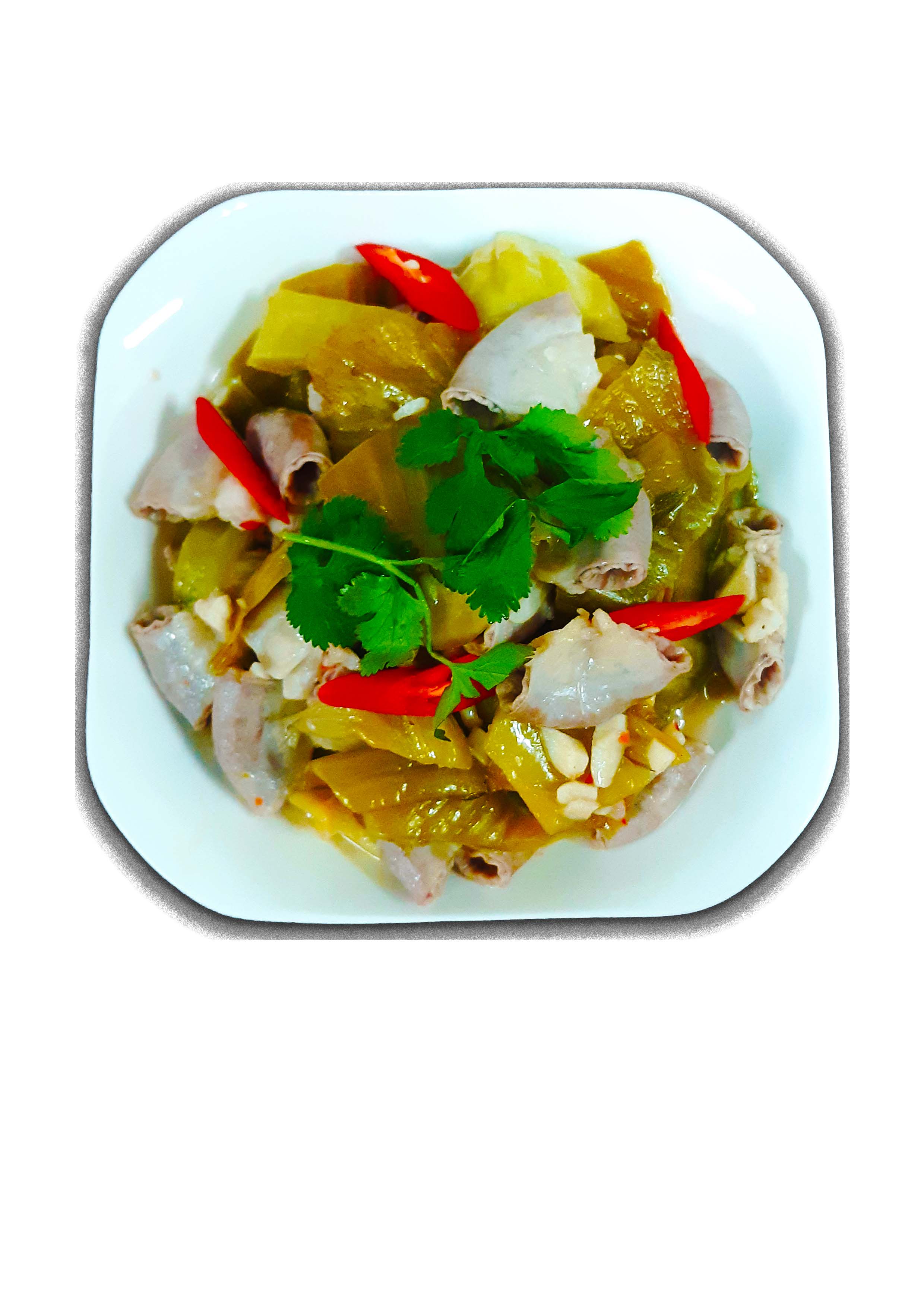 酸菜炒腸子  dua chua  xào lòng 